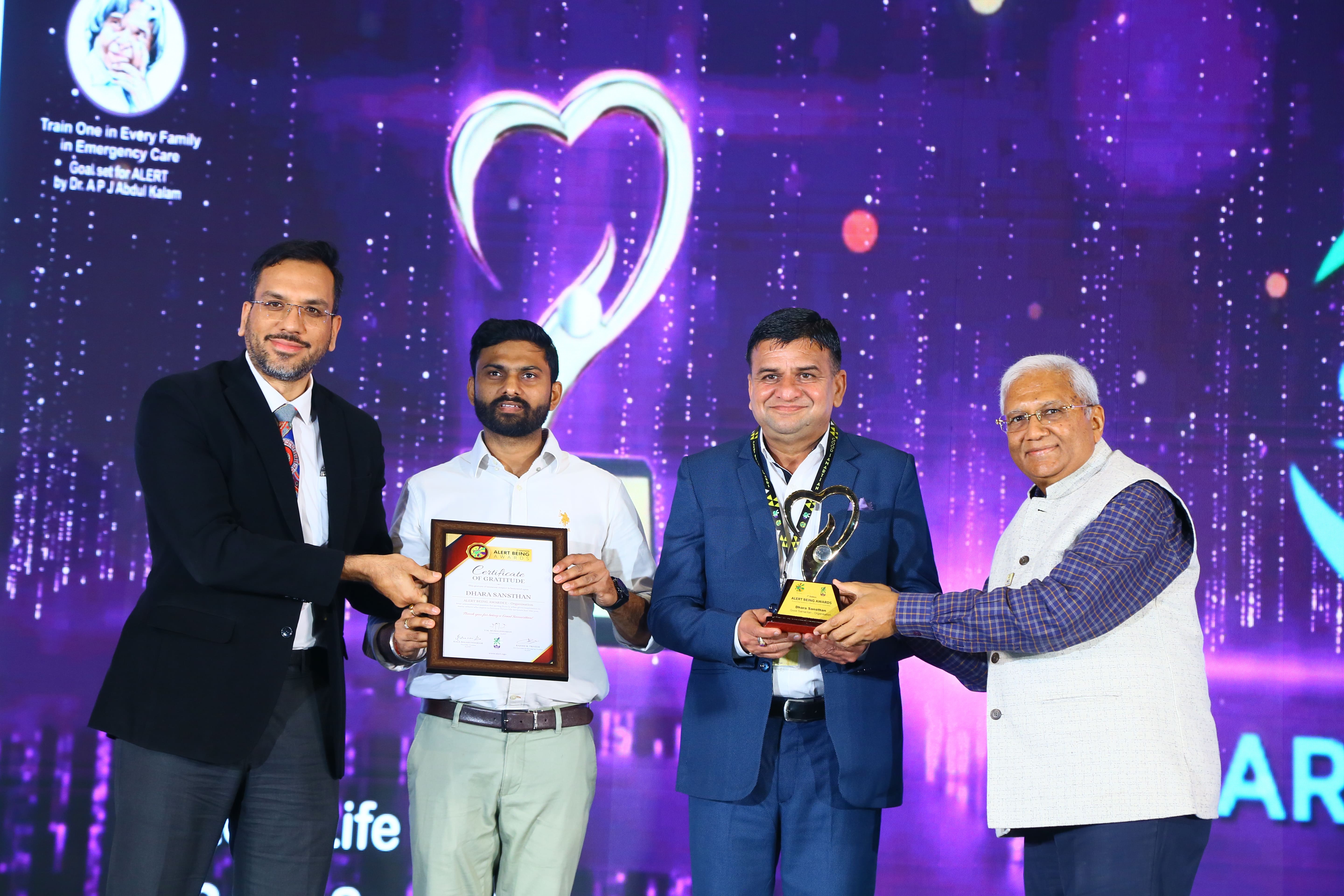 Good Samaritan Award by Alert Being NGO for working in saving lives through Healthcare & Water in Western Rajasthan in the Year 2024