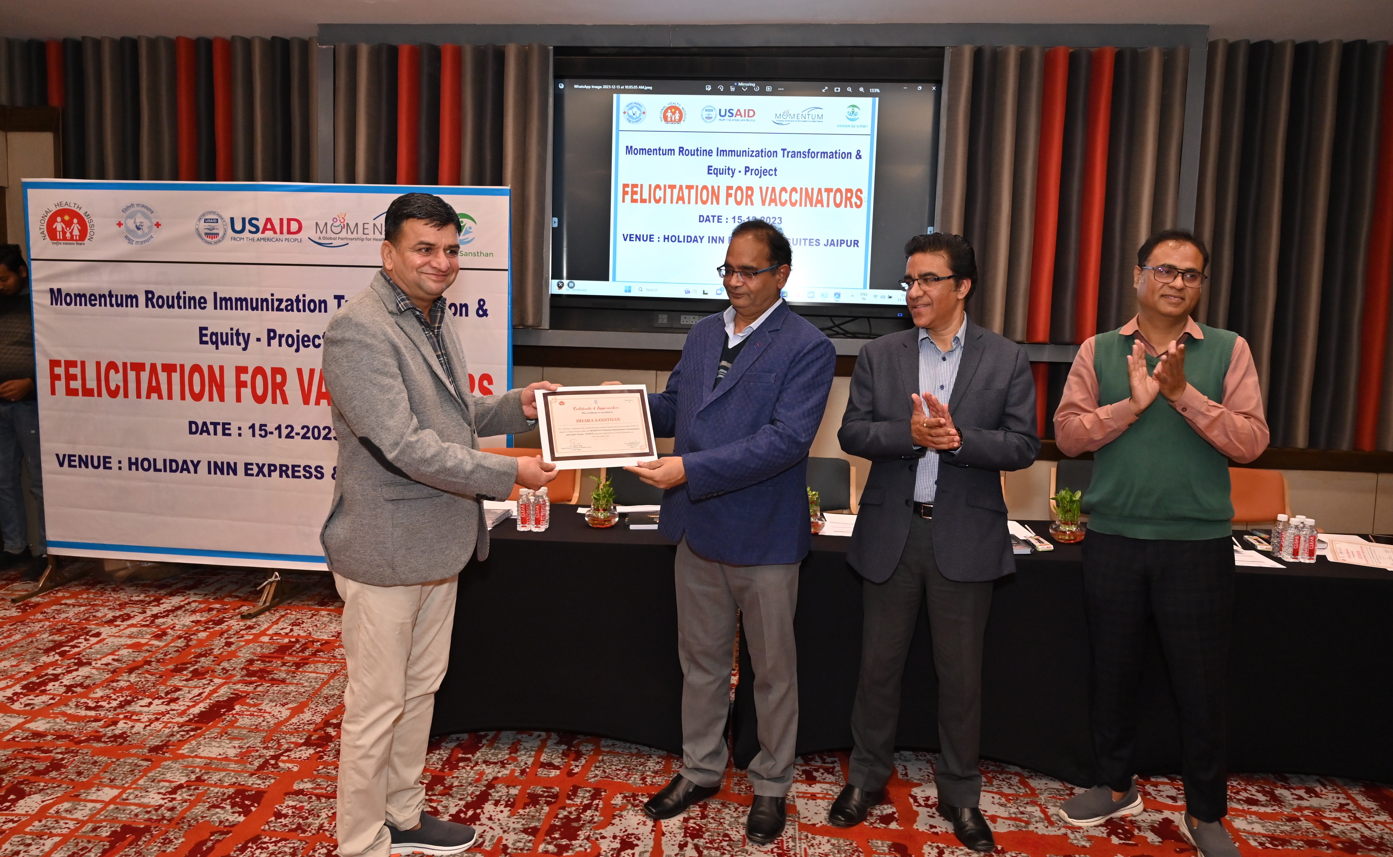 Appreciation Award by John Snow India Pvt. Ltd For Working rigorously during Covid-19 in the year 2024